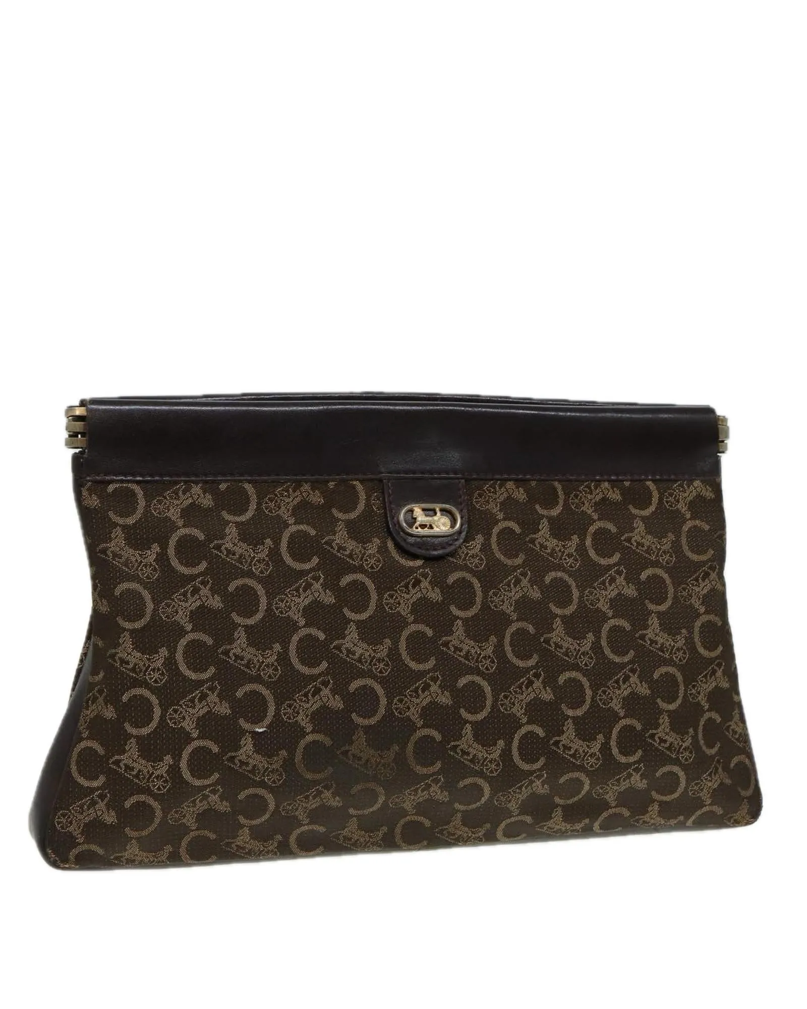 Canvas Macadam Clutch Bag with Metal Fittings