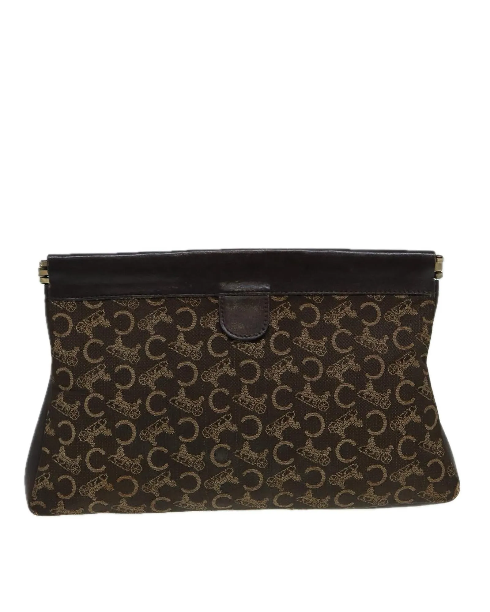 Canvas Macadam Clutch Bag with Metal Fittings