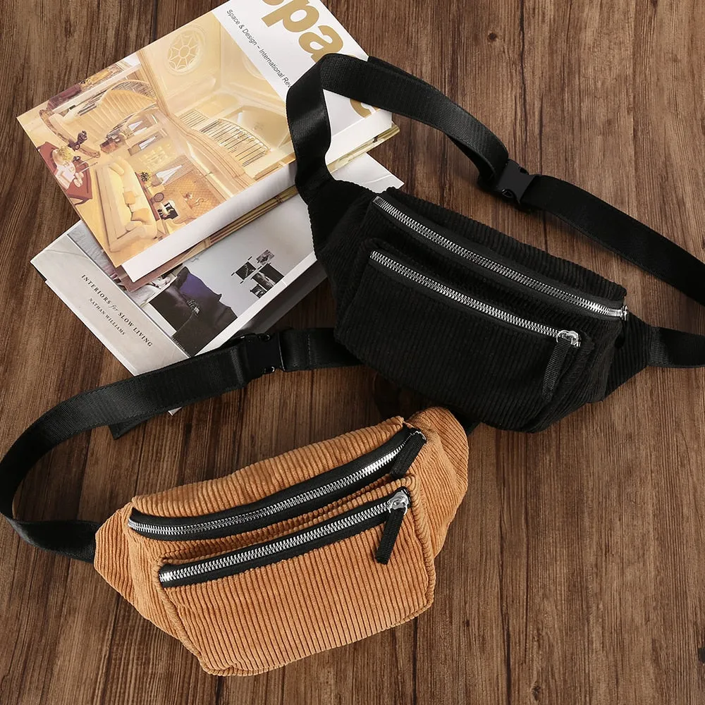 Canvas Waist Bag Unisex Zipper Chest Bag