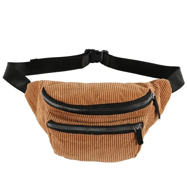 Canvas Waist Bag Unisex Zipper Chest Bag