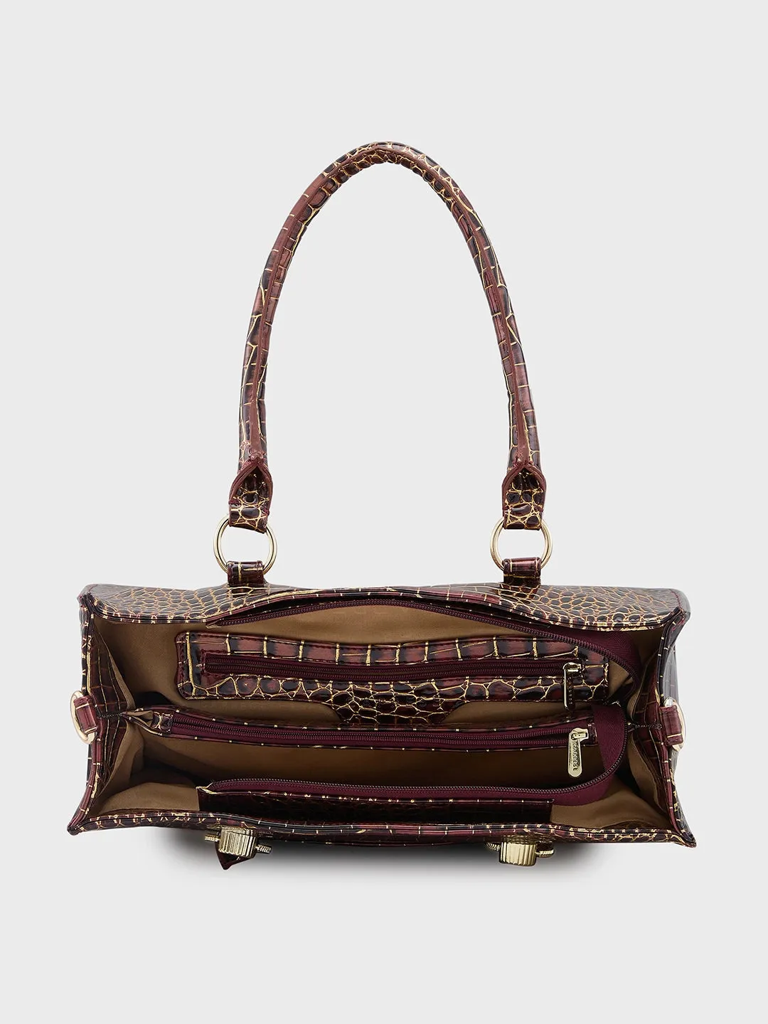 Caprese Miranda Tote Medium Croco Womens Office Handbag Burgundy