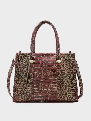 Caprese Miranda Tote Medium Croco Womens Office Handbag Burgundy