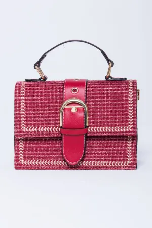 Carmine Red Buckle Handbag