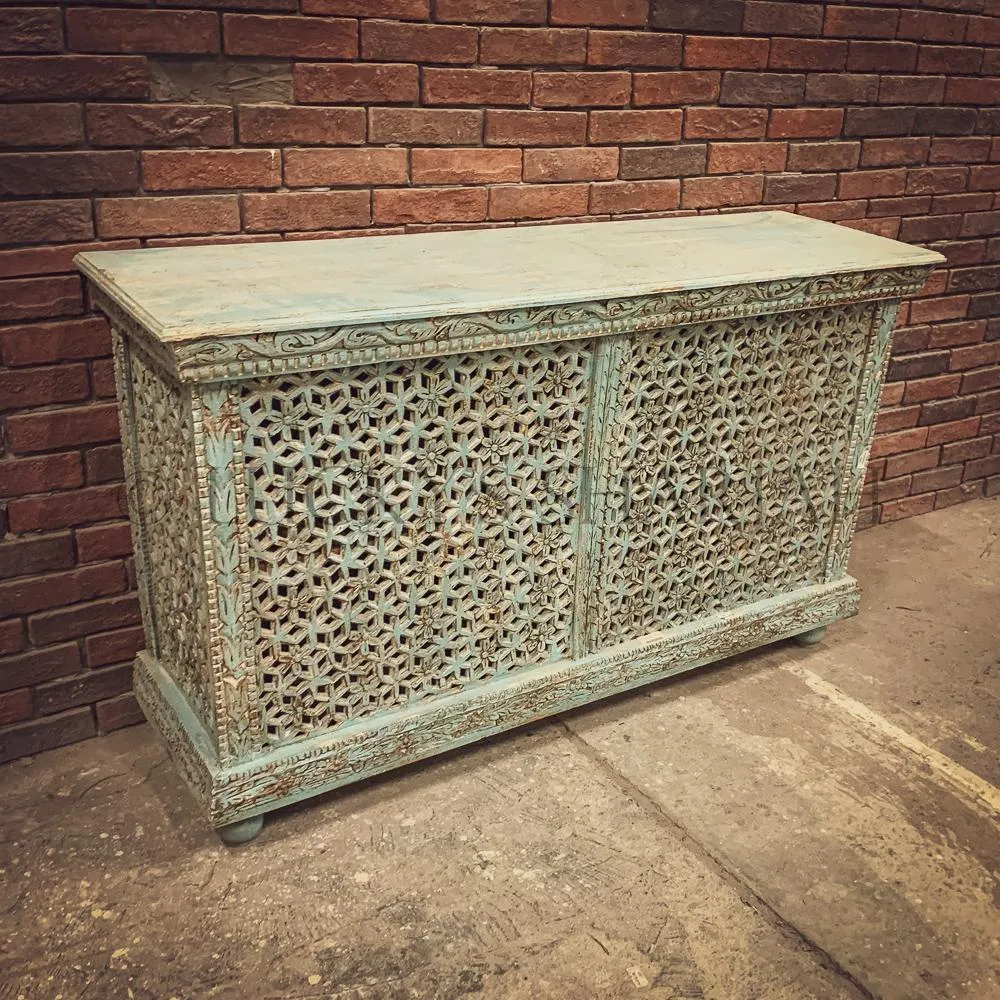 Carved Console vibrant blue