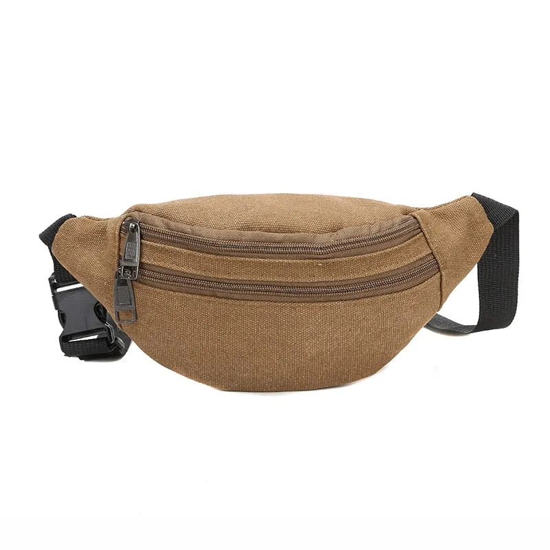 Casual Canvas Waist Bag Unisex Functional Waist Bag