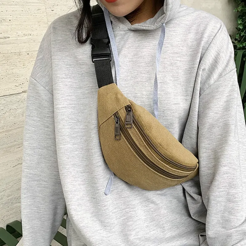 Casual Canvas Waist Bag Unisex Functional Waist Bag