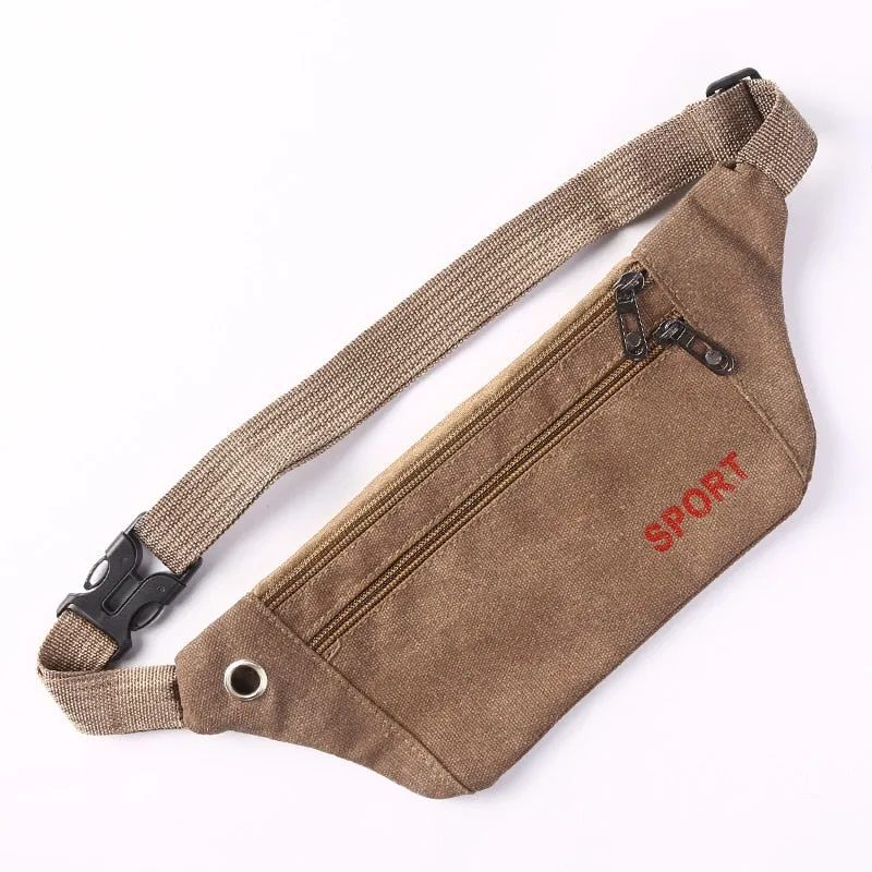 Casual Canvas Waist Bag Unisex Functional Waist Bag