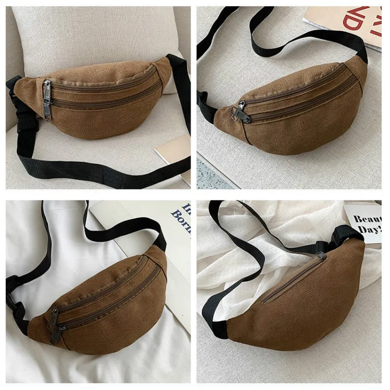 Casual Canvas Waist Bag Unisex Functional Waist Bag