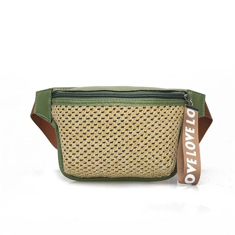 Casual Women's Woven Leather Fanny Packs