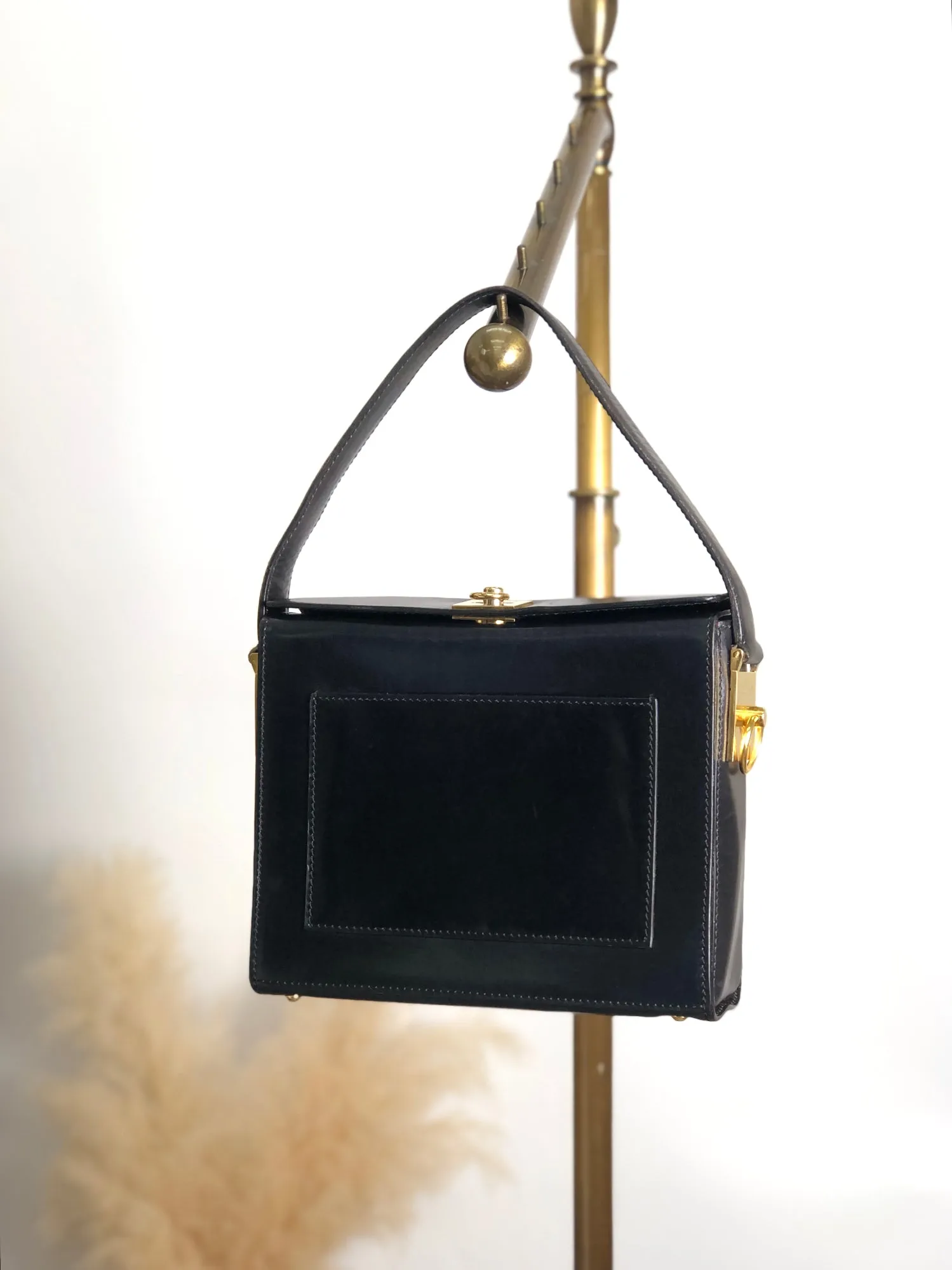 CELINE Gancini Handbag Shoulder bag Black Vintage b73drr