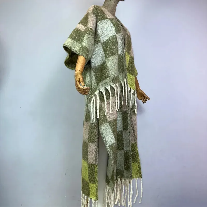 Checkerboard Chic Wool Kimono