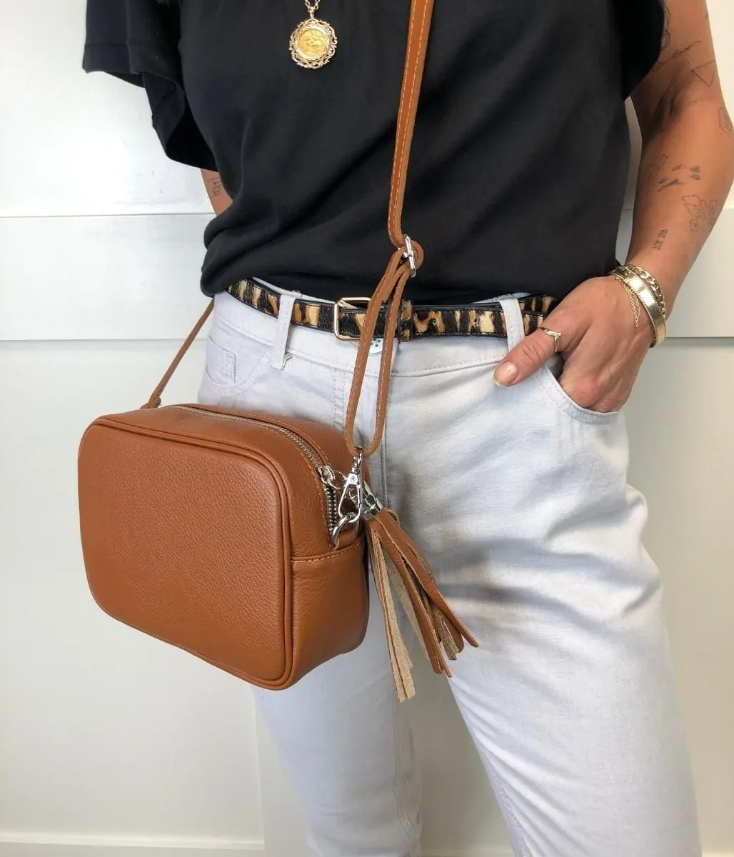 Chestnut Leather Tassel Camera Bag