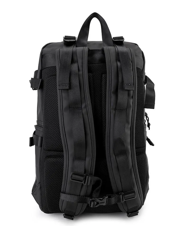 Coated Dry Strap Panel Backpack - Black