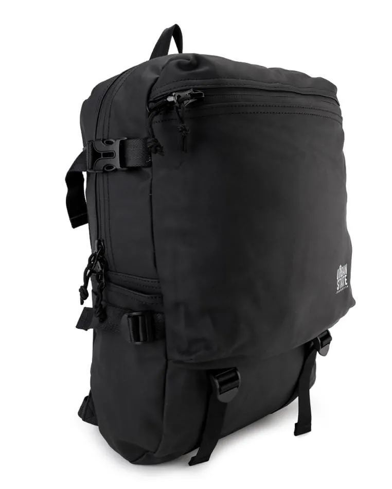 Coated Dry Strap Panel Backpack - Black