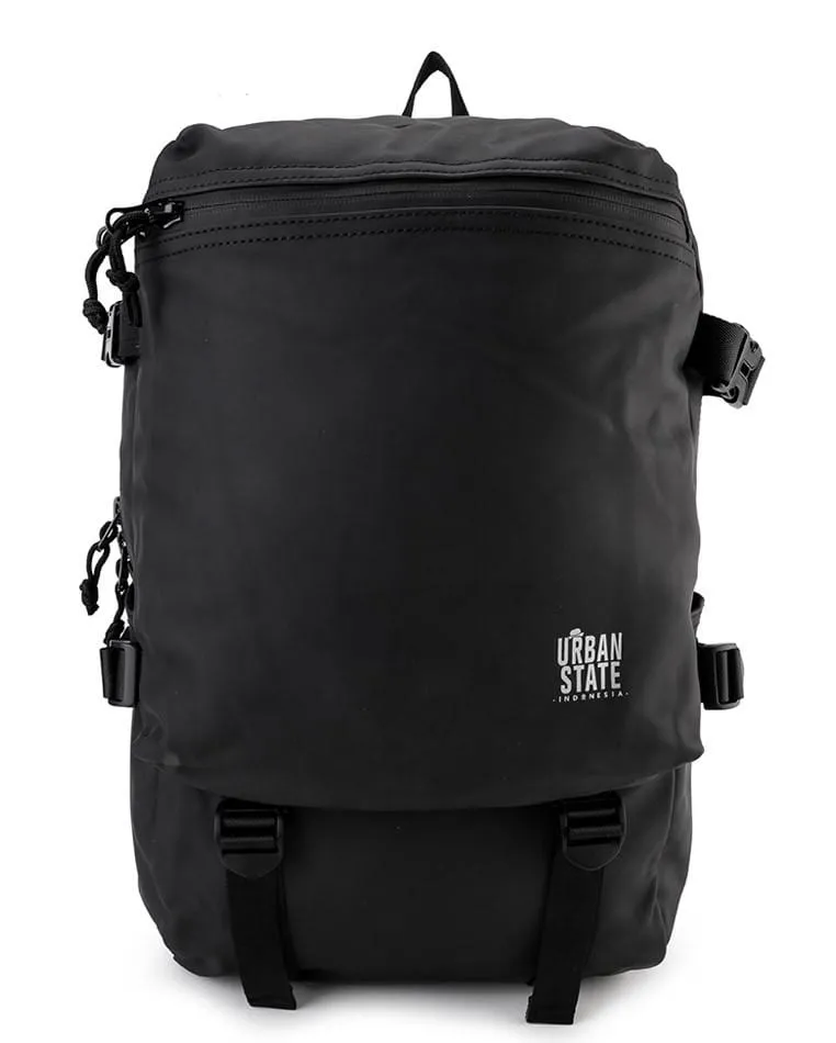 Coated Dry Strap Panel Backpack - Black