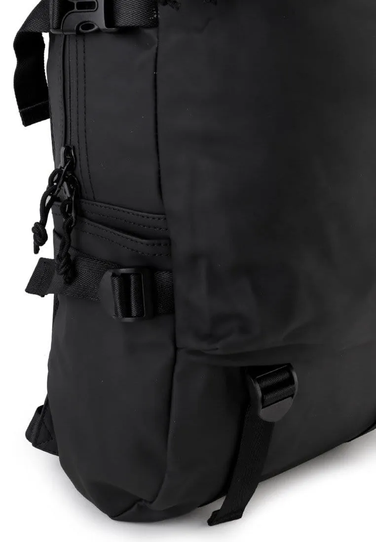 Coated Dry Strap Panel Backpack - Black