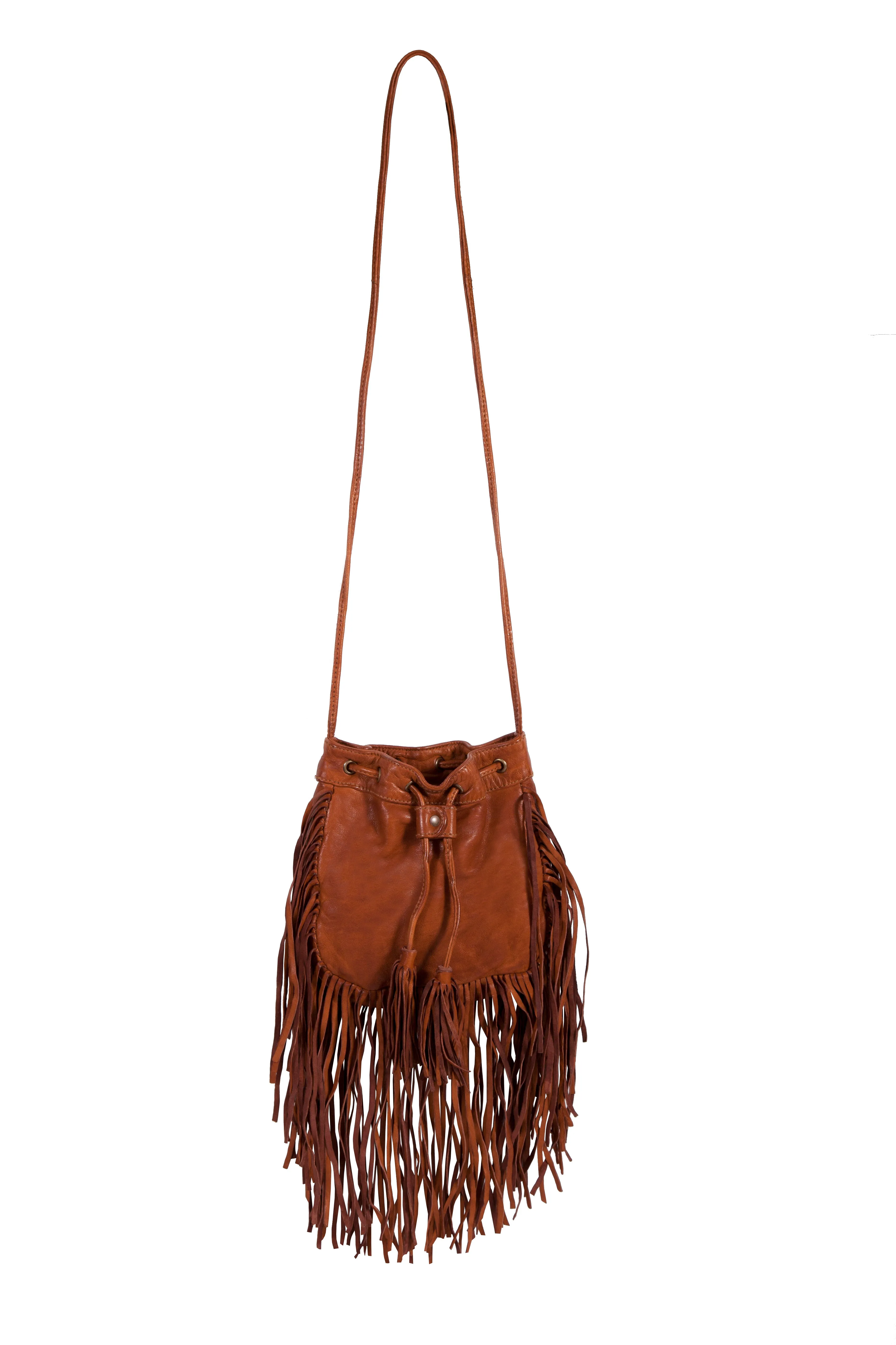 Cognac Fringe Leather Handbag with Tassels Cognac Purse at Bourbon Cowgirl