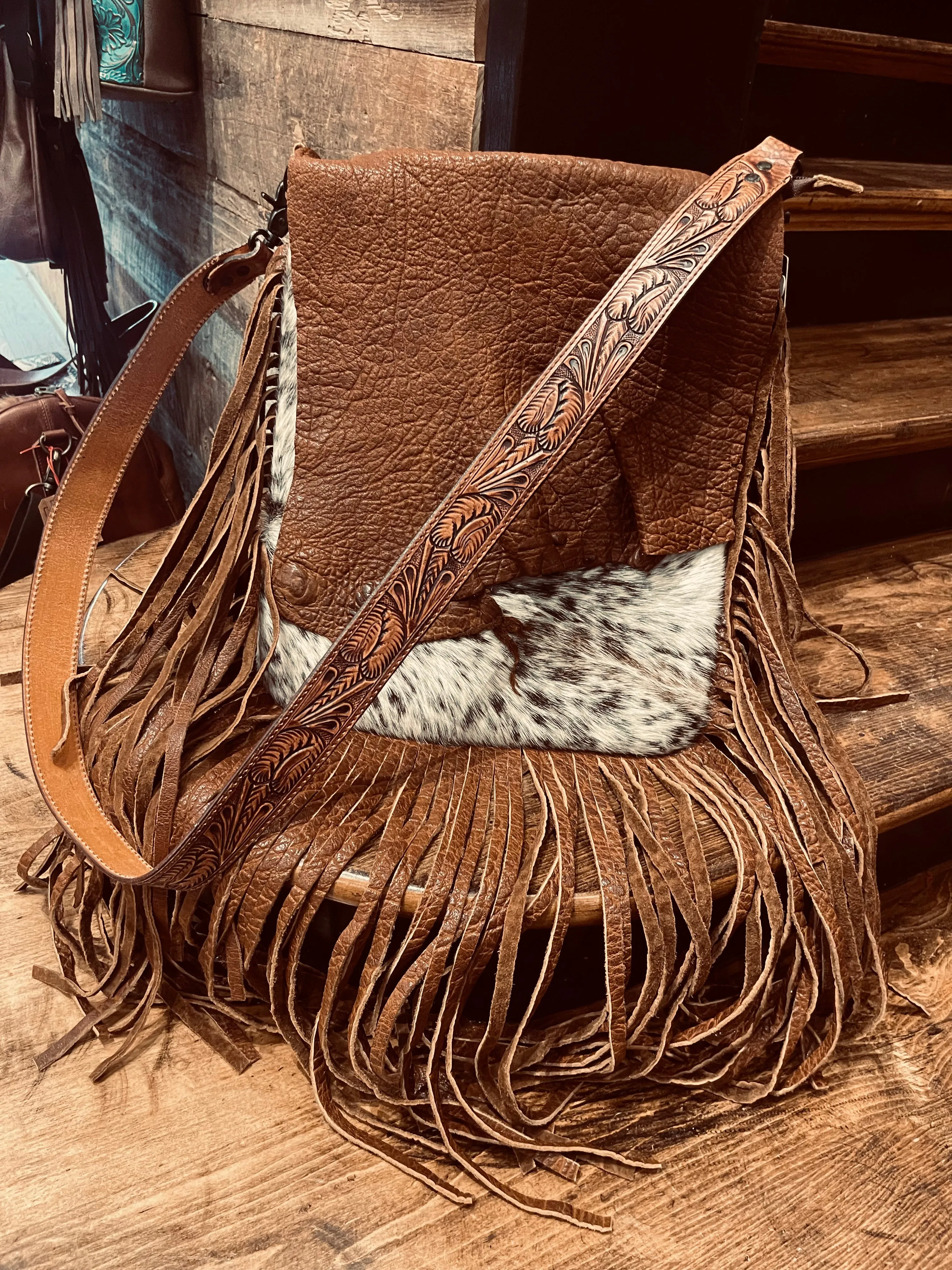 Cowhide Fringe Crossbody