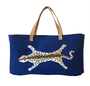 Dana Gibson Navy Leopard Shoulder Tote