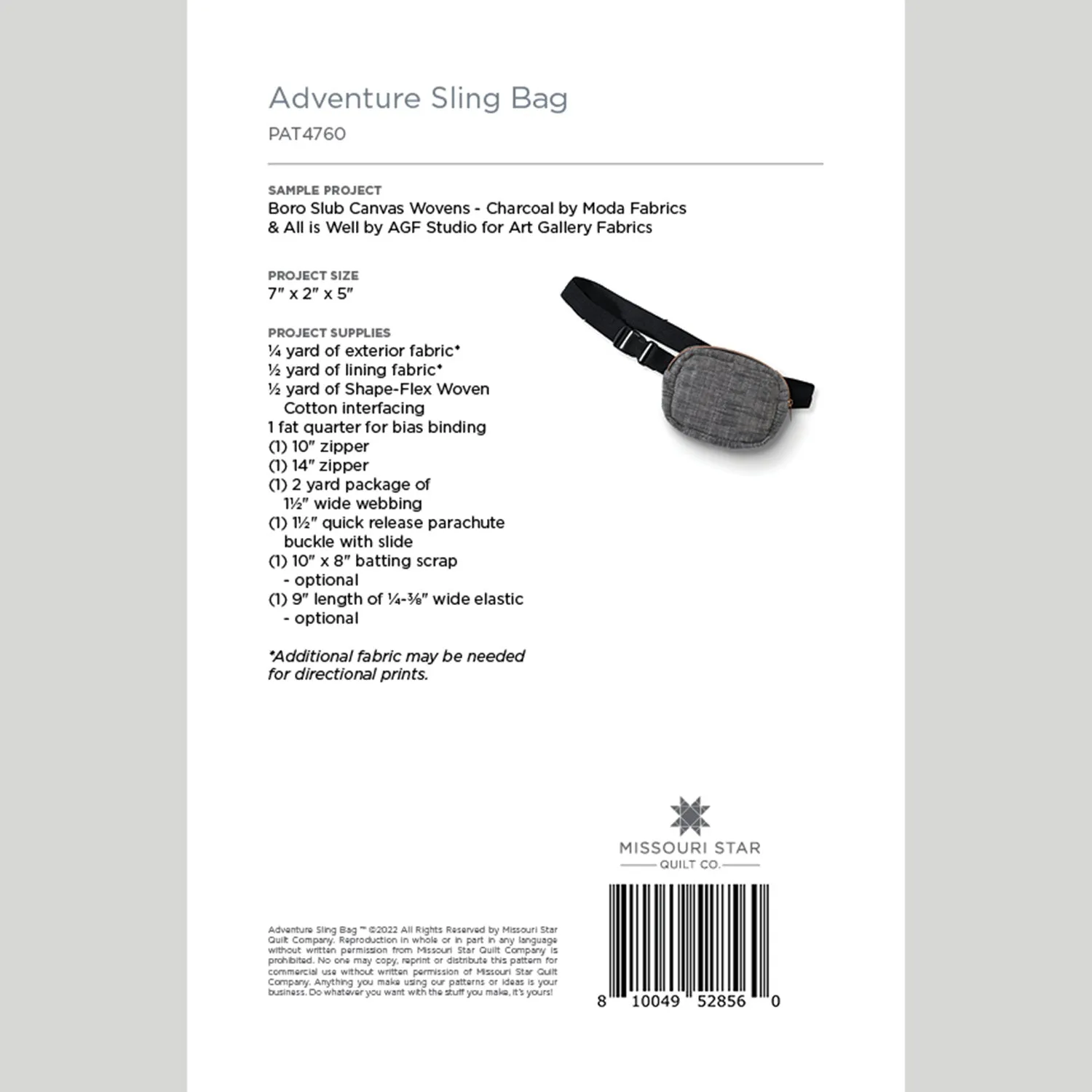 Digital Download - Adventure Sling Bag Pattern by Missouri Star