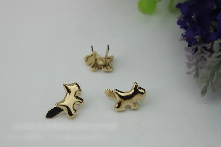 Dog Shaped Purse Label 1/10pcs Bag Hardware Charm Light Gold Handmade Purse Handbag Making Metal Decoration 15mm 5/8" Wholesale Supplies