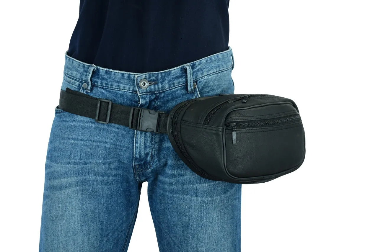 Dream Apparel Gun Concealment Fanny Pack Naked Cowhide Leather, Nylon Belt Strap with Snap