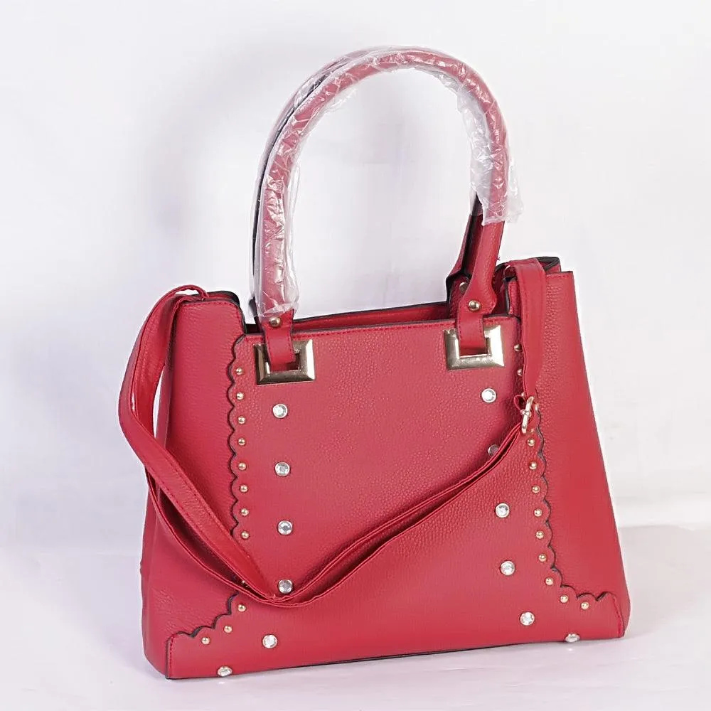 Dreubea Women's Leather With Details HandBag Red