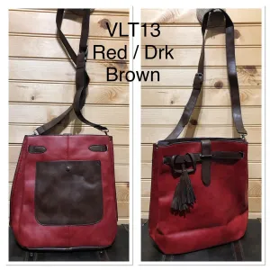 Duo Color Purse - Red / Dk Brown