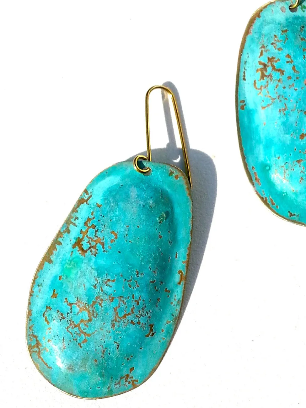 Earrings Large Drop In Patina Over Vermeil