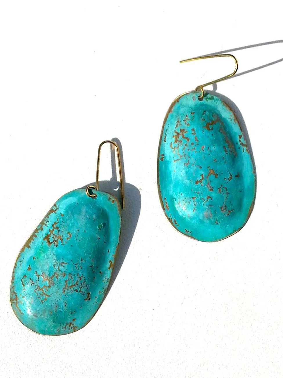 Earrings Large Drop In Patina Over Vermeil