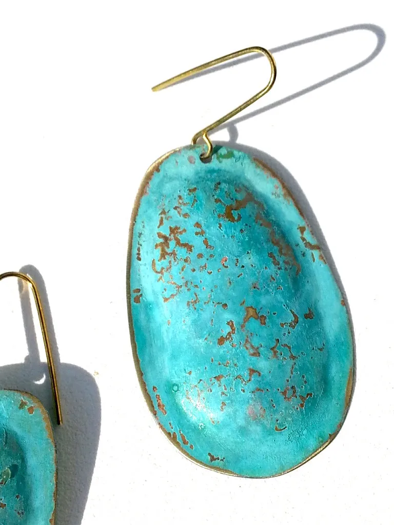 Earrings Large Drop In Patina Over Vermeil