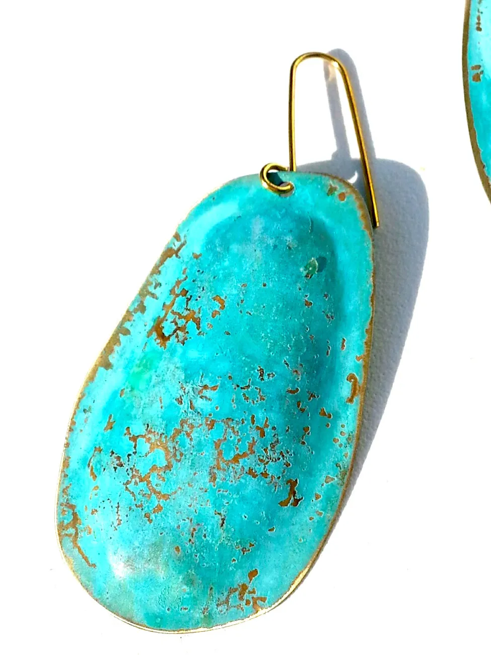 Earrings Large Drop In Patina Over Vermeil