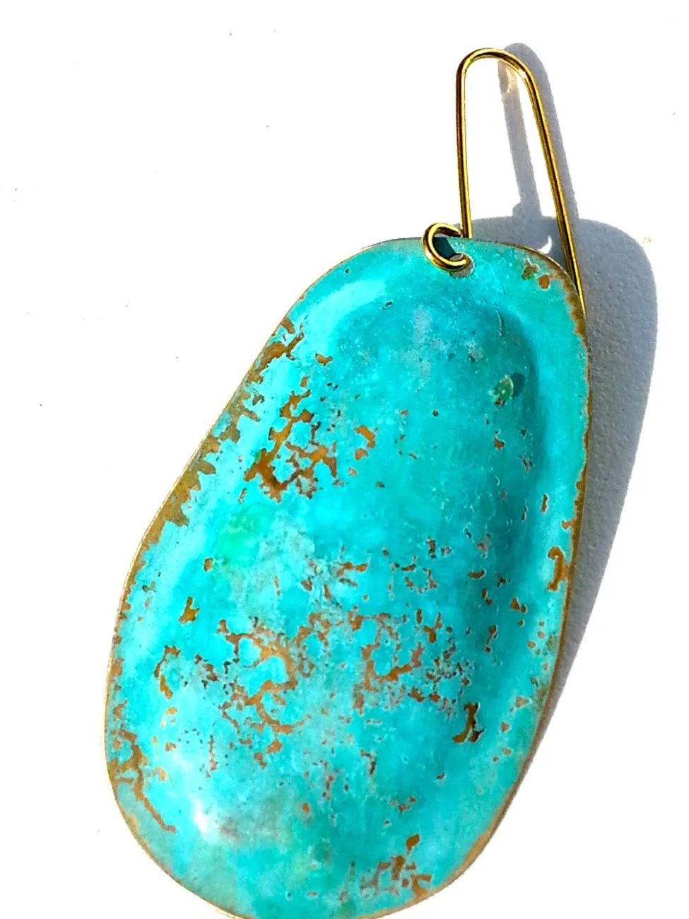 Earrings Large Drop In Patina Over Vermeil