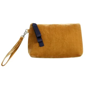 Earth Squared - Velvet Clutch Bag/Purse - Mustard Yellow - 23 x 13 x 5cms