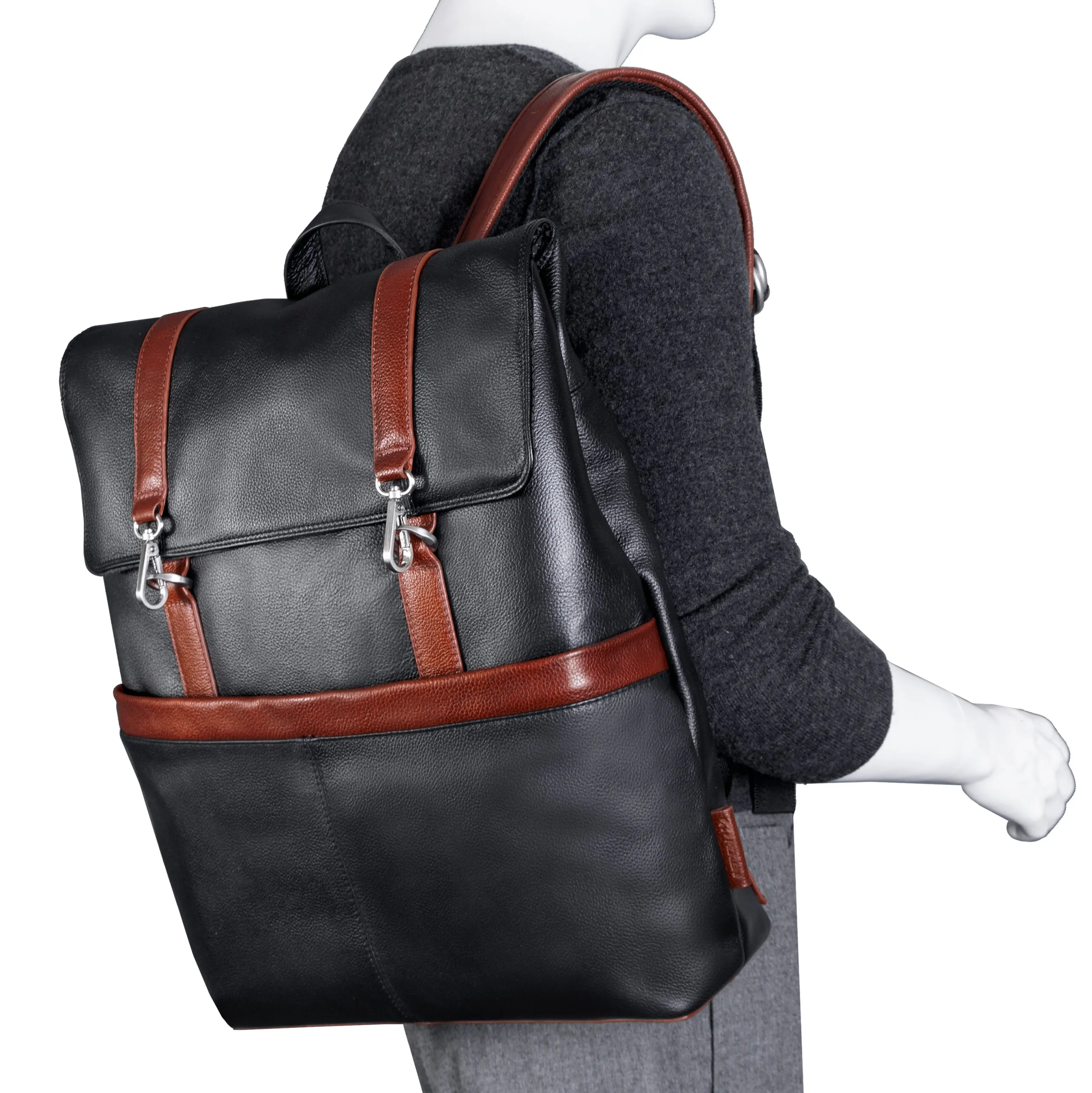 ELEMENT | 17” Leather Two-Tone Flap Over Laptop Backpack