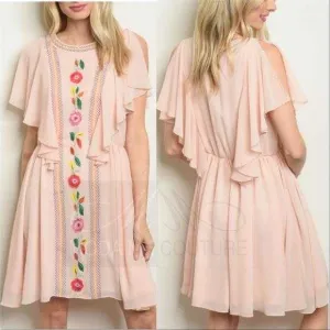 Embroidered Blush Dress