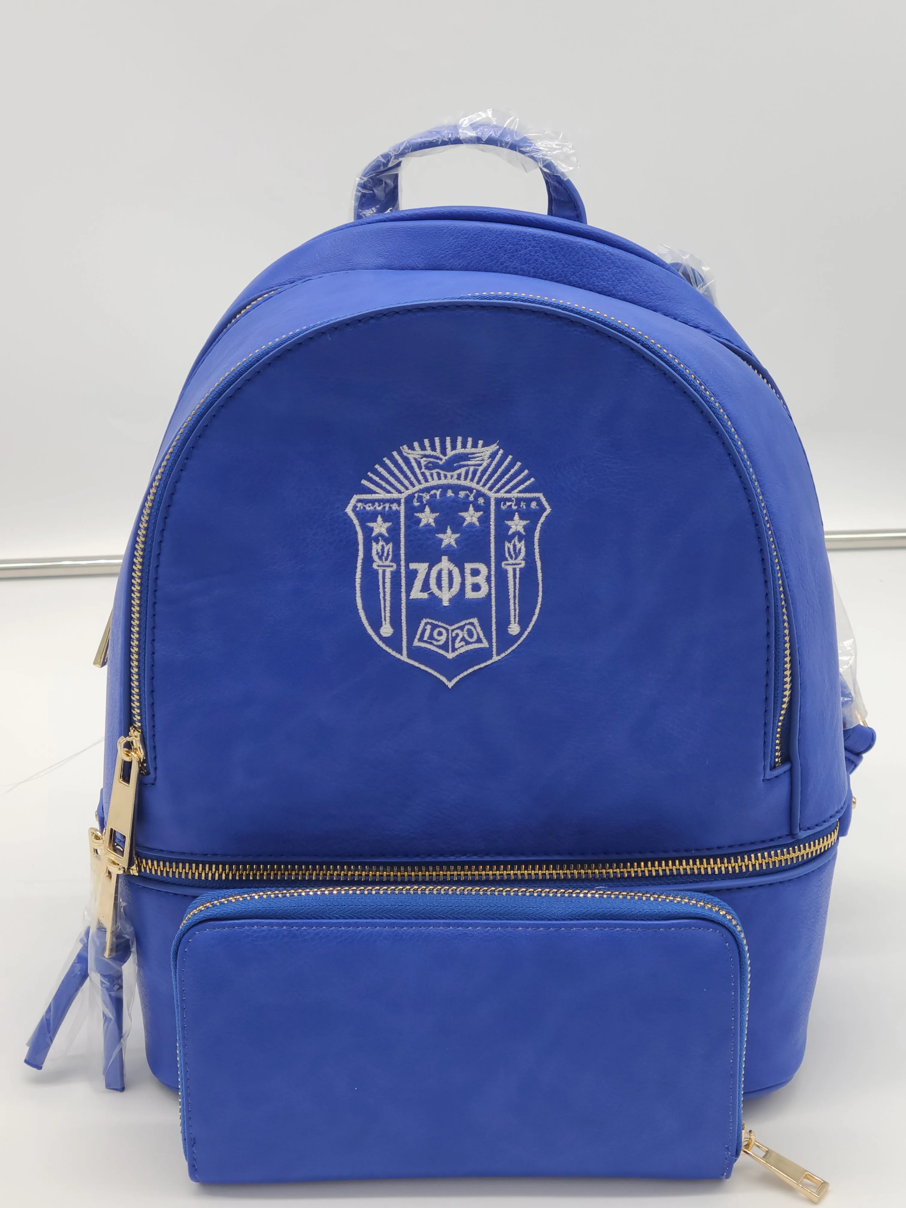 Embroidered Zeta Phi Beta Leather Backpack