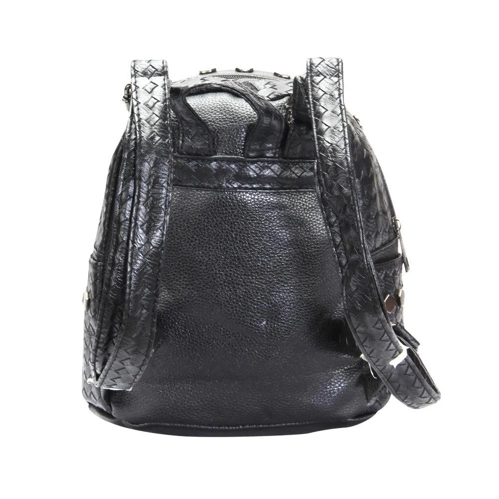 FabSeasons Black Small Size Studded Faux Leather Backpack