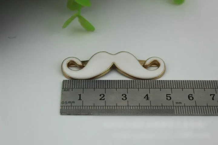 Fanny Mustache Purse Label 1/10pcs Bag Hardware Charm White Black Handmade Purse Handbag Making Metal Decoration 50mm 2" Wholesale Supplies