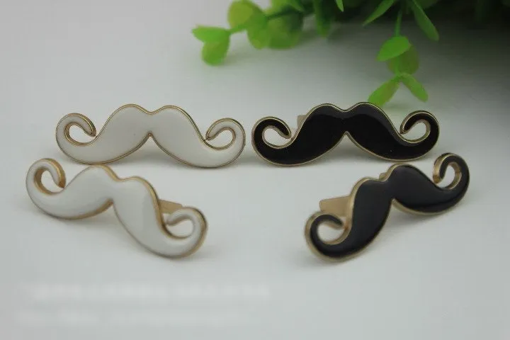 Fanny Mustache Purse Label 1/10pcs Bag Hardware Charm White Black Handmade Purse Handbag Making Metal Decoration 50mm 2" Wholesale Supplies