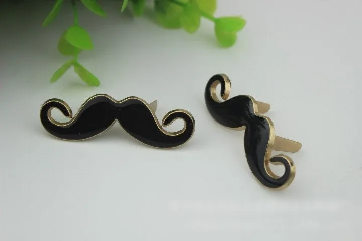 Fanny Mustache Purse Label 1/10pcs Bag Hardware Charm White Black Handmade Purse Handbag Making Metal Decoration 50mm 2" Wholesale Supplies