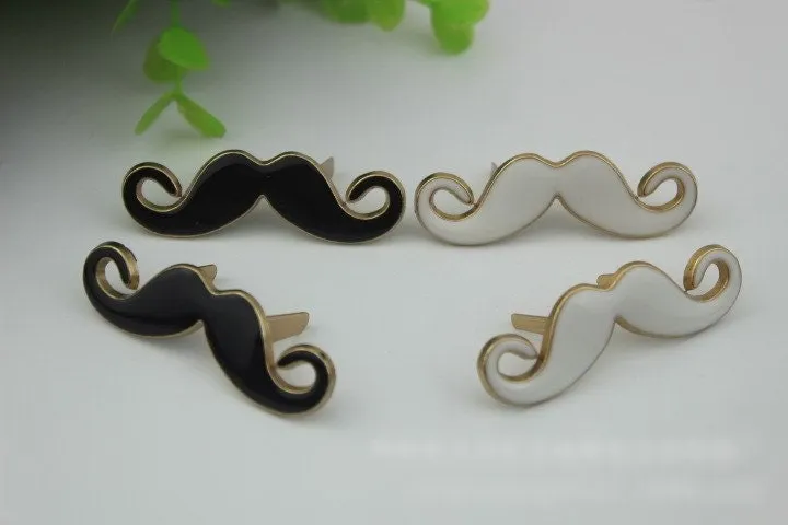 Fanny Mustache Purse Label 1/10pcs Bag Hardware Charm White Black Handmade Purse Handbag Making Metal Decoration 50mm 2" Wholesale Supplies