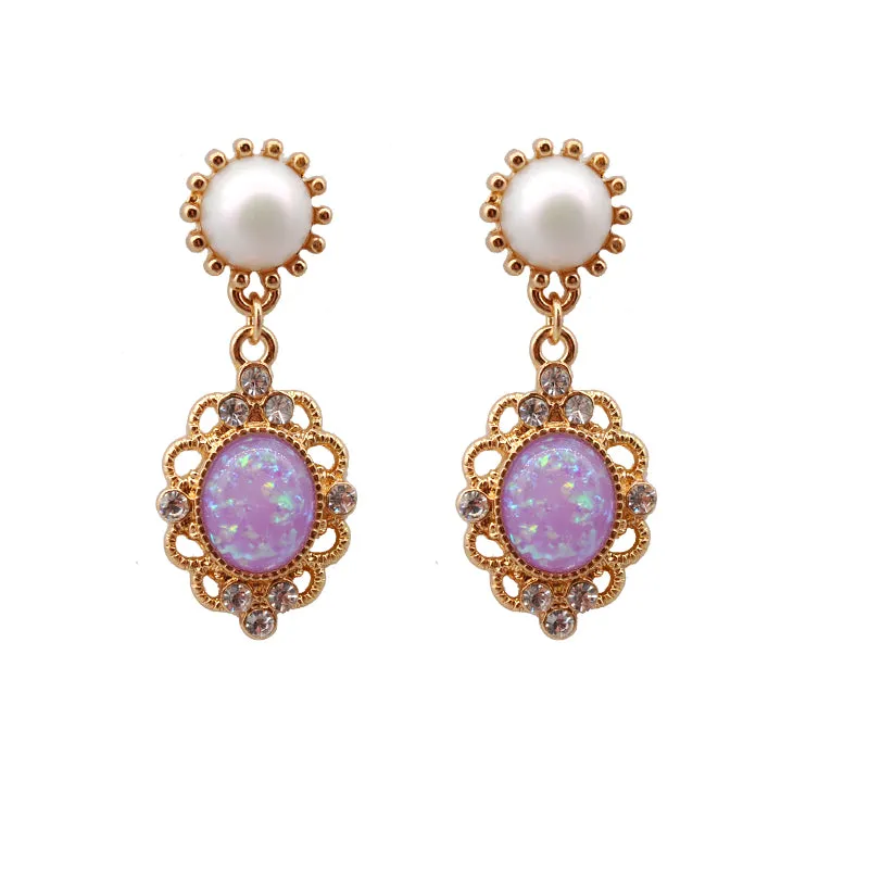 Fantasy Elegant Oval Gemstone Earrings