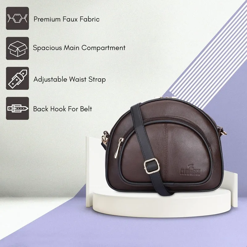 Faux Leather Waist Bag with Multiple Pockets | Adjustable Strap | 4.5L | Chocolate Brown