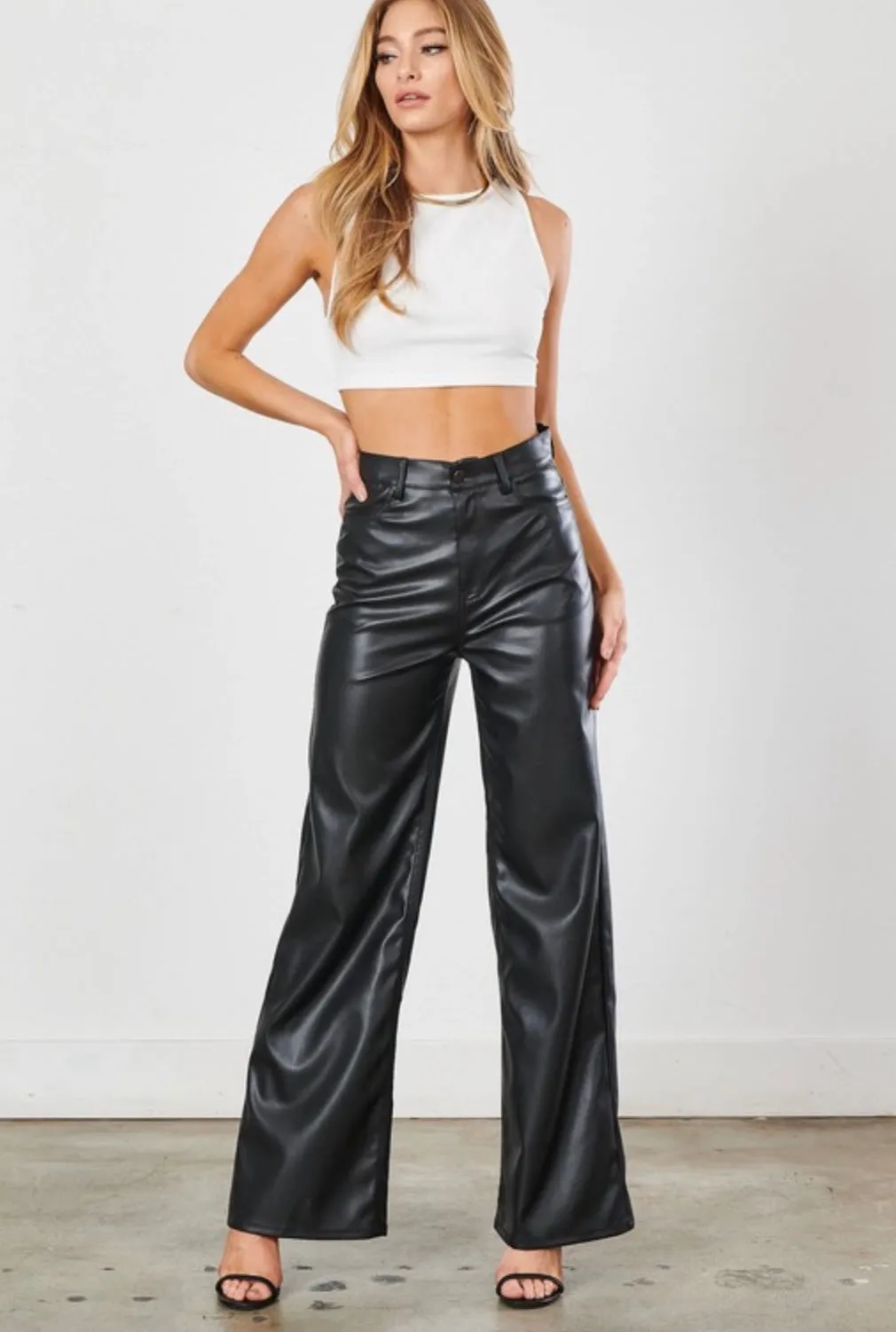 Faux leather wide leg Pant