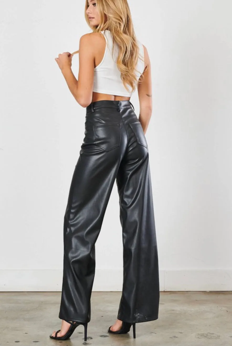 Faux leather wide leg Pant