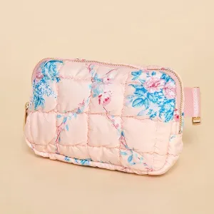 Floral Pink Puffer Belt Bag