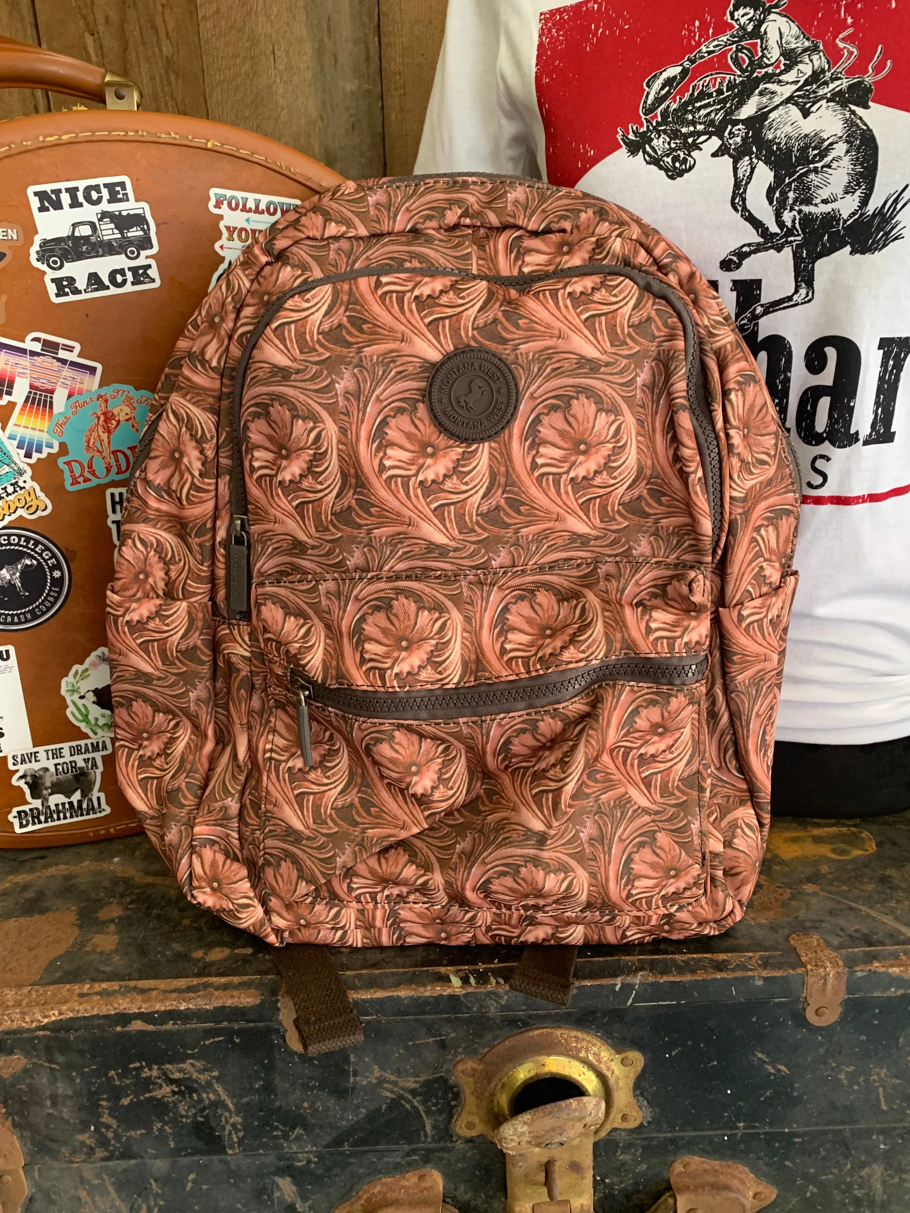 Floral scroll print backpack