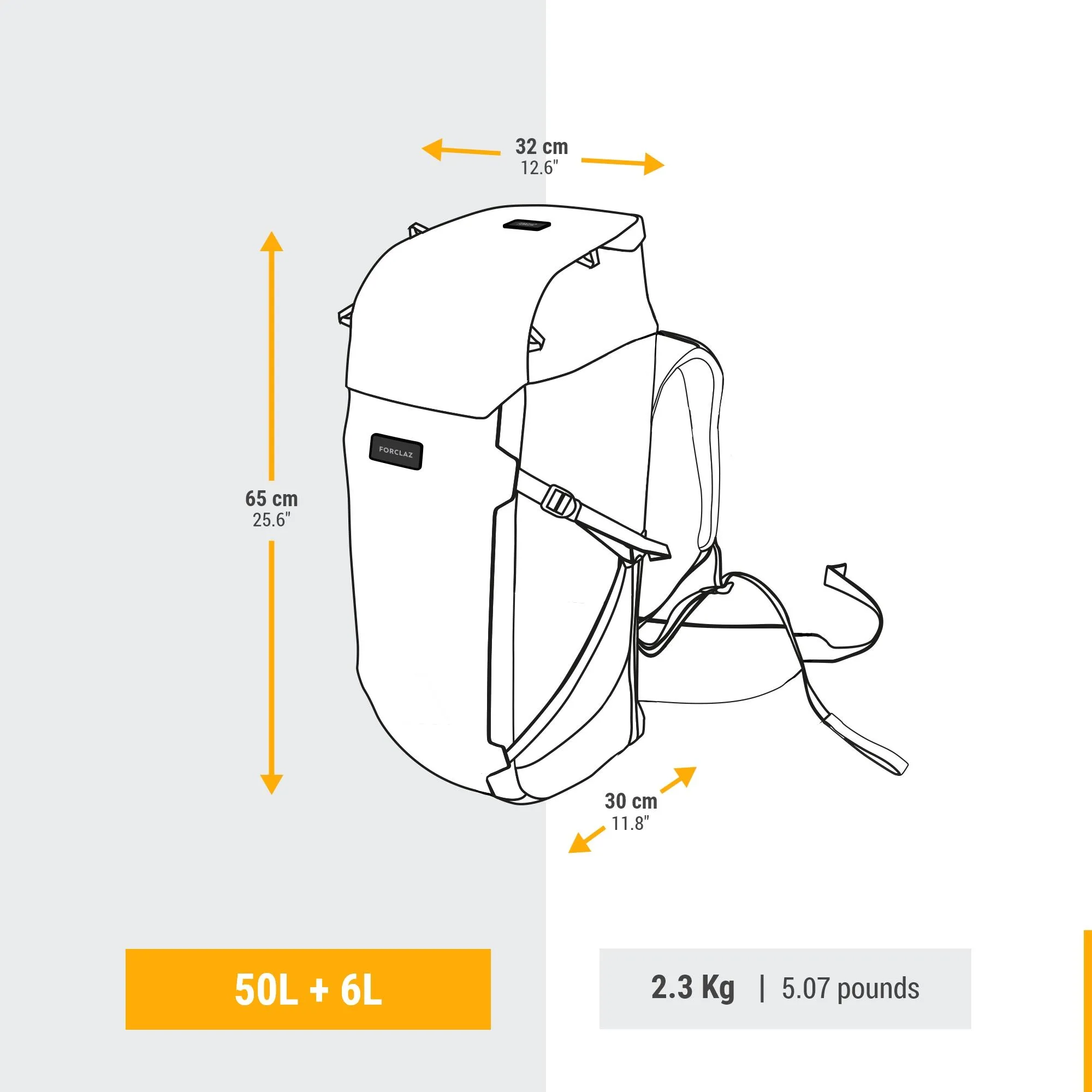 Forclaz Men's Travel 900 50 6 L Backpacking Pack