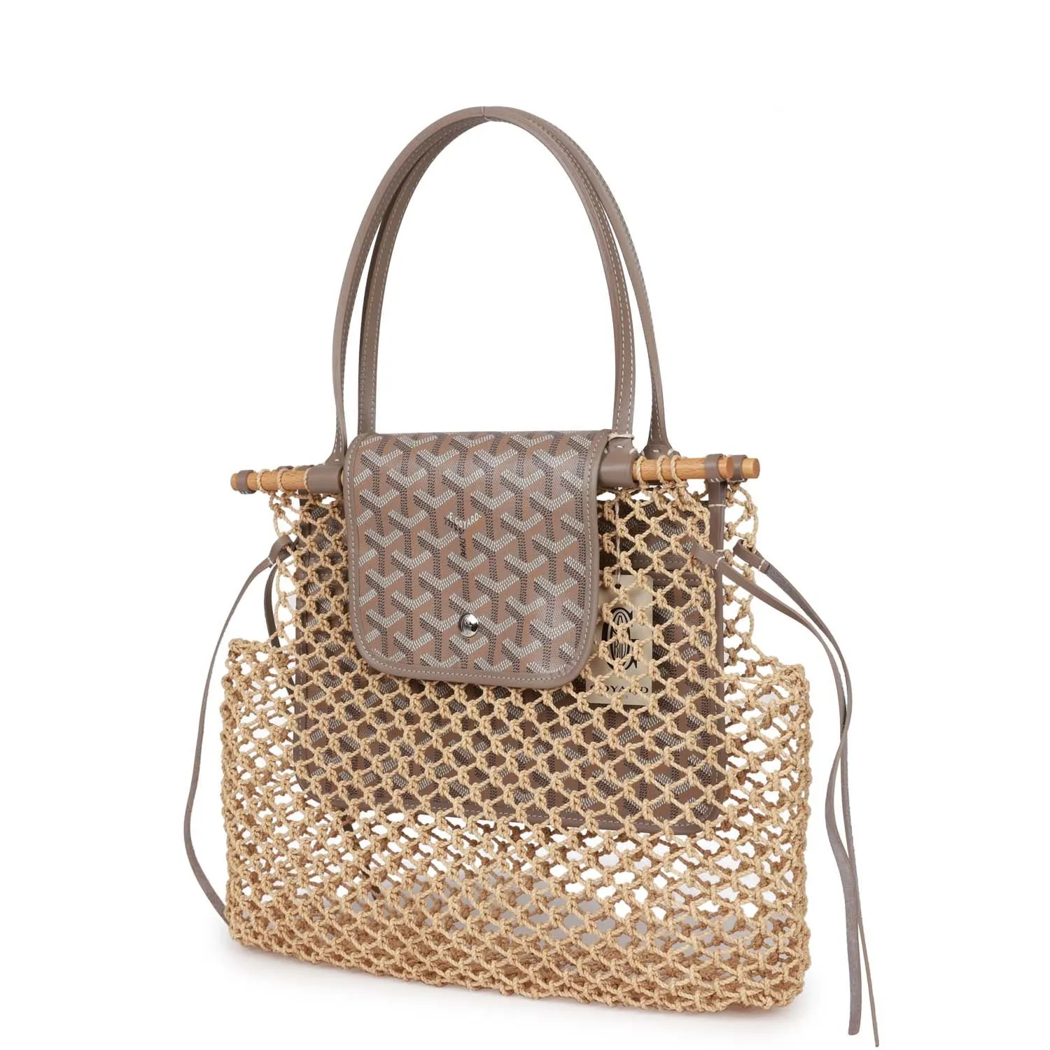 Goyard Aligre Bag Raffia Net with Taupe Goyardine Palladium Hardware